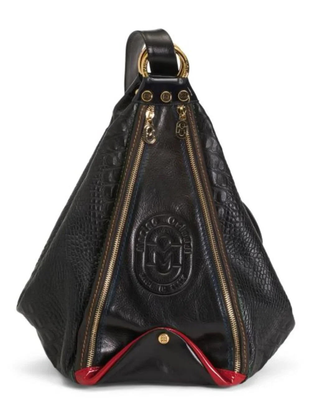 MARINO ORLANDI Made In Italy Leather Crocodile Sling Backpack